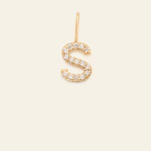 NEW Melanie Auld Adorned 14k Solid Gold Diamond Pave S Initial Charm